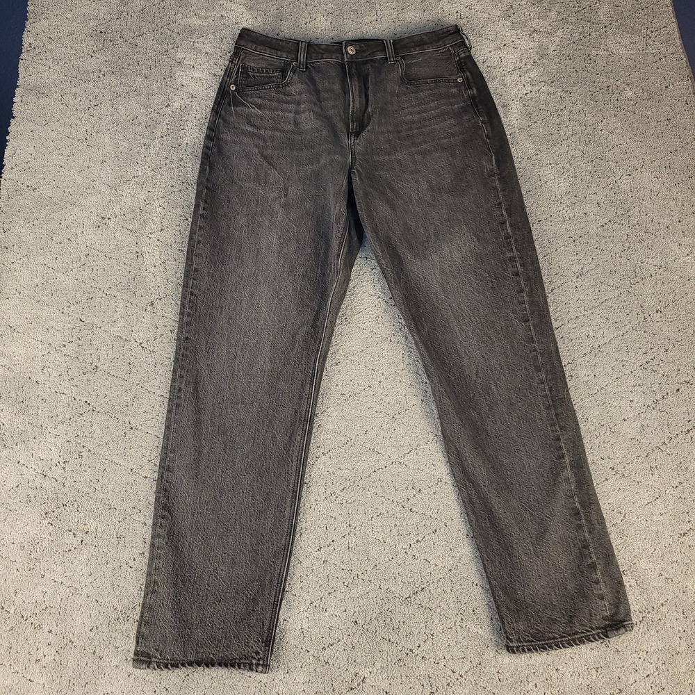 Amercian Eagle‎ Jeans Womens 12 Black Mom Jean High Rise Tapered Stretch Denim